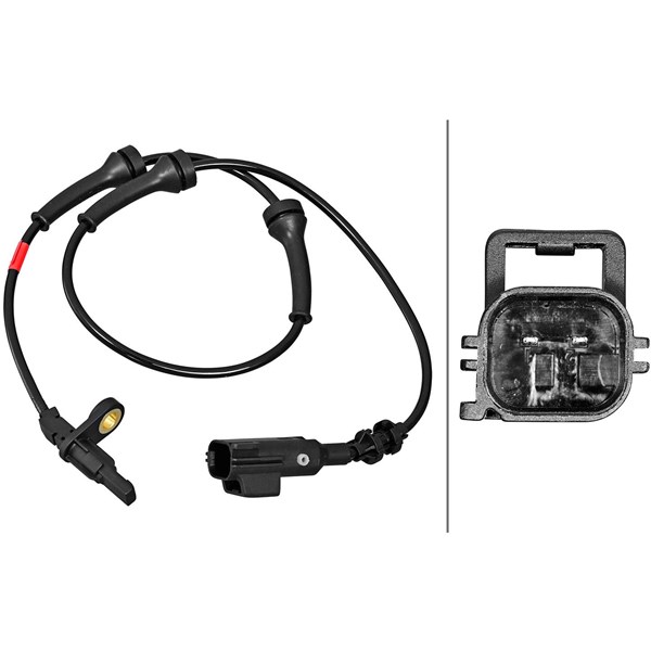 ABS-givare, Sensor, hjulvarvtal, Bakaxel Hella 6PU 358 217-081 HELLA