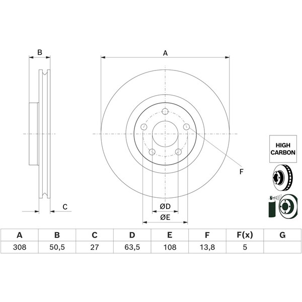 Bromsskiva Ventilerad, Framaxel Bosch 0 986 479 H51 BOSCH Bromsskiva Ventilerad, Framaxel Bosch 0 986 479 H51 BOSCH