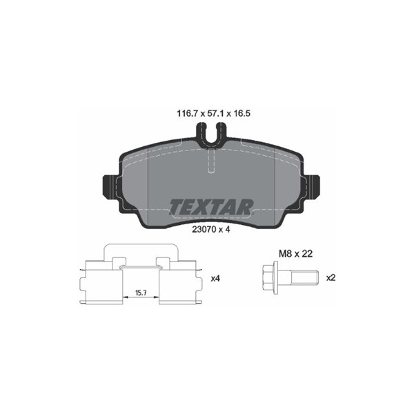 Bromsbeläggsats, Framaxel Textar 2307003 TEXTAR