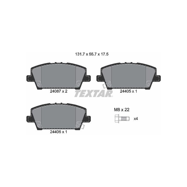 Bromsbeläggsats, Framaxel Textar 2408701 TEXTAR