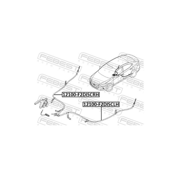 Vajer, parkeringsbroms, Höger bak Febest 12100-F2DISCRH FEBEST Vajer, parkeringsbroms, Höger bak Febest 12100-F2DISCRH FEBEST