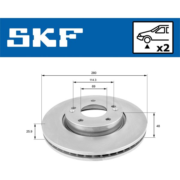 Bromsskiva Ventilerad, Framaxel Skf VKBD 80029 V2 SKF