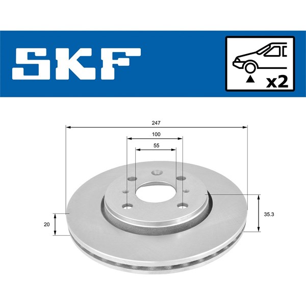 Bromsskiva Ventilerad, Framaxel Skf VKBD 80043 V2 SKF