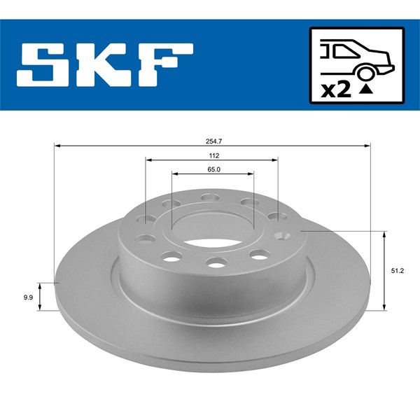 Bromsskiva Solid, Bakaxel, Framaxel Skf VKBD 90007 S2 SKF