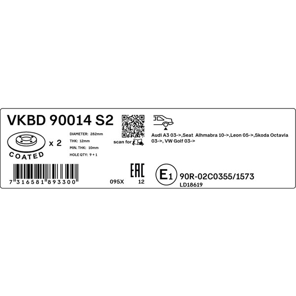 Bromsskiva Solid, Bakaxel Skf VKBD 90014 S2 SKF