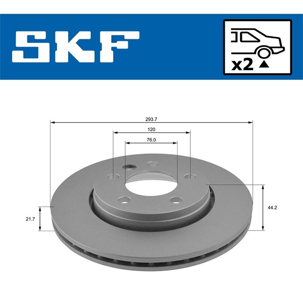 Bromsskiva Ventilerad, Bakaxel Skf VKBD 90042 V2 SKF