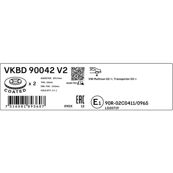 Bromsskiva Ventilerad, Bakaxel Skf VKBD 90042 V2 SKF