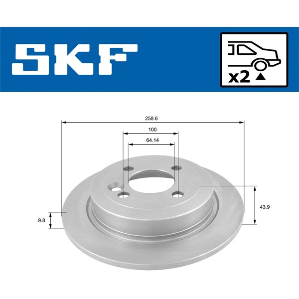Bromsskiva Solid, Bakaxel Skf VKBD 90050 S2 SKF