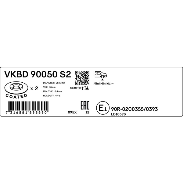 Bromsskiva Solid, Bakaxel Skf VKBD 90050 S2 SKF