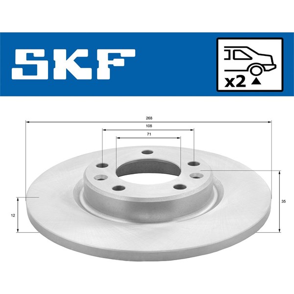 Bromsskiva Solid, Bakaxel Skf VKBD 90087 S2 SKF