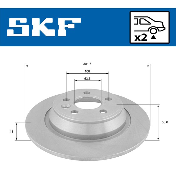 Bromsskiva Solid, Bakaxel Skf VKBD 90132 S2 SKF