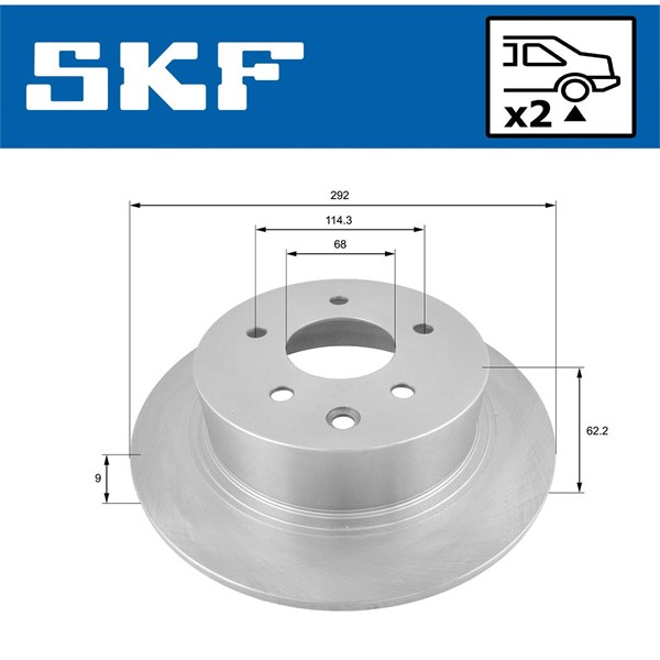 Bromsskiva Solid, Bakaxel Skf VKBD 90263 S2 SKF