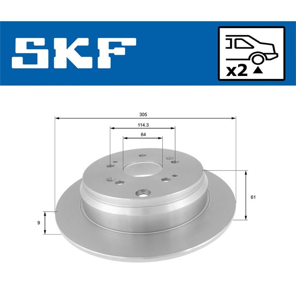 Bromsskiva Solid, Bakaxel Skf VKBD 90325 S2 SKF