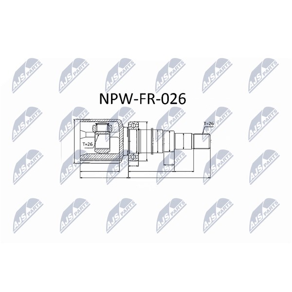 Drivknut, på växellådssidan, framaxel höger Nty NPW-FR-026 NTY