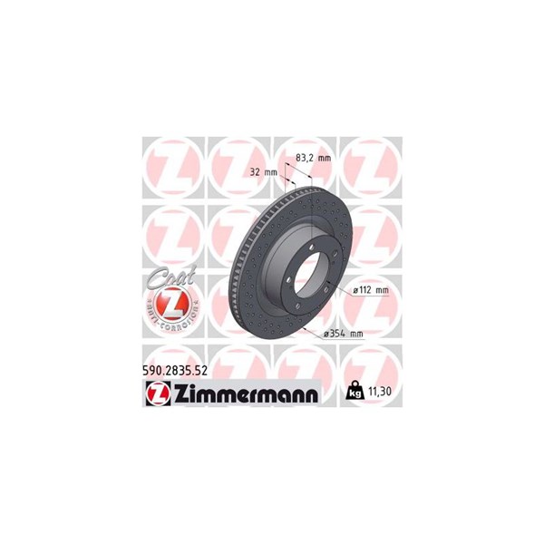 Bromsskiva Ventilerad, Framaxel Zimmermann 590.2835.52 ZIMMERMANN