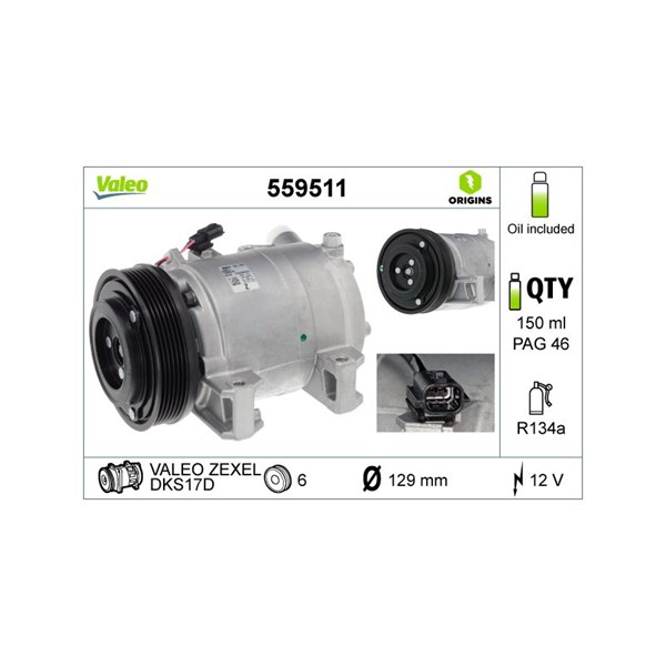 Kompressor, klimatanläggning 12V Valeo 559511 VALEO