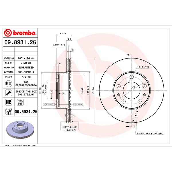 Bromssats, Skivbroms Ventilerad, Framaxel Brembo KT 10 001 BREMBO Bromssats, Skivbroms Ventilerad, Framaxel Brembo KT 10 001 BREMBO