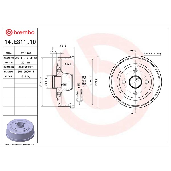 Bromstrumma, Bakaxel Brembo 14.E311.10 BREMBO