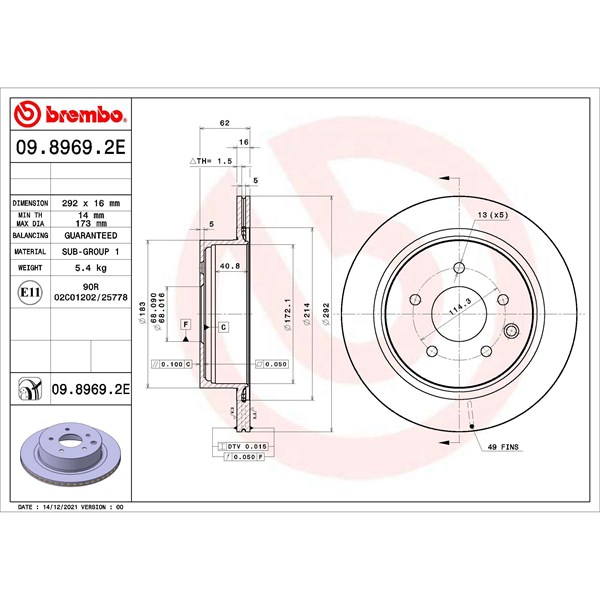 Bromssats, Skivbroms Ventilerad, Bakaxel Brembo KT 08 020 BREMBO