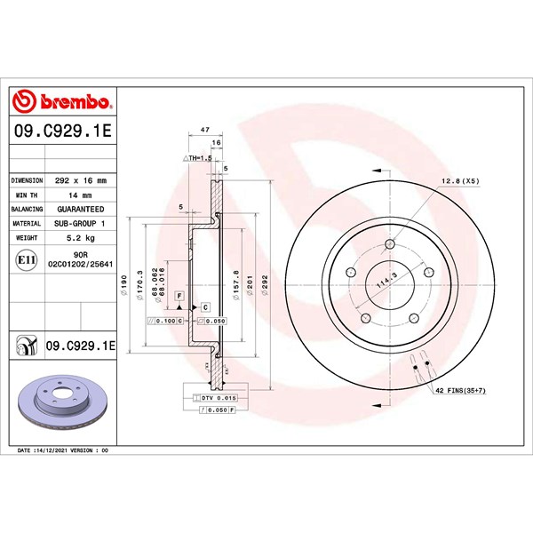 Bromssats, Skivbroms Ventilerad, Bakaxel Brembo KT 08 030 BREMBO