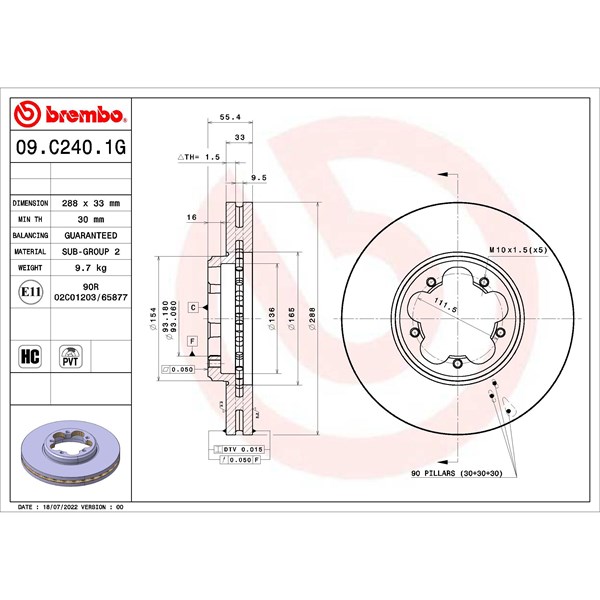 Bromssats, Skivbroms Ventilerad, Framaxel Brembo KT 10 010 BREMBO Bromssats, Skivbroms Ventilerad, Framaxel Brembo KT 10 010 BREMBO