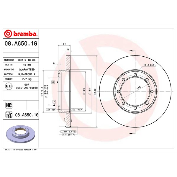Bromssats, Skivbroms Solid, Bakaxel Brembo KT 10 038 BREMBO