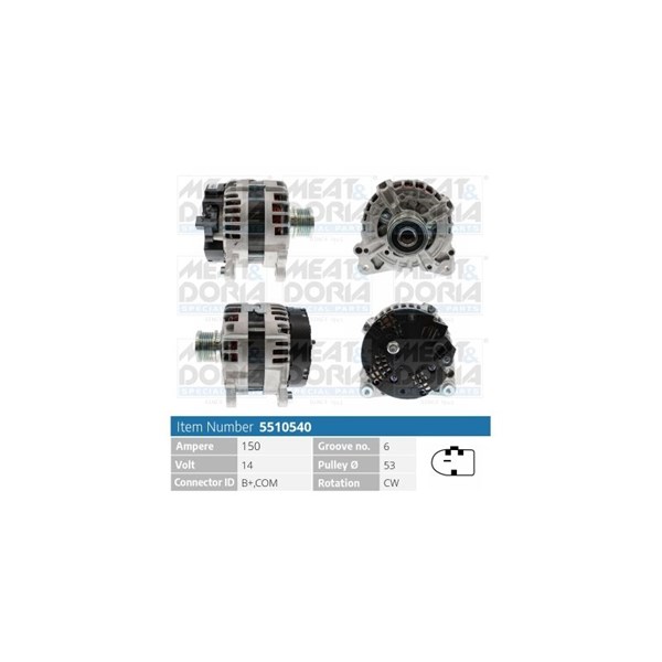 Generator 14V 150A Meat & doria 5510540 MEAT & DORIA