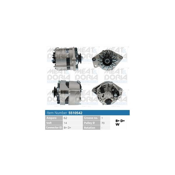 Generator 14V 62A Meat & doria 5510542 MEAT & DORIA