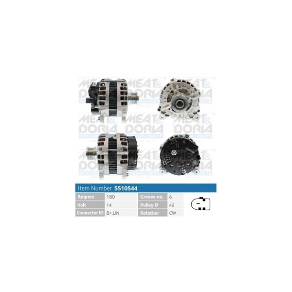 Generator 14V 180A Meat & doria 5510544 MEAT & DORIA