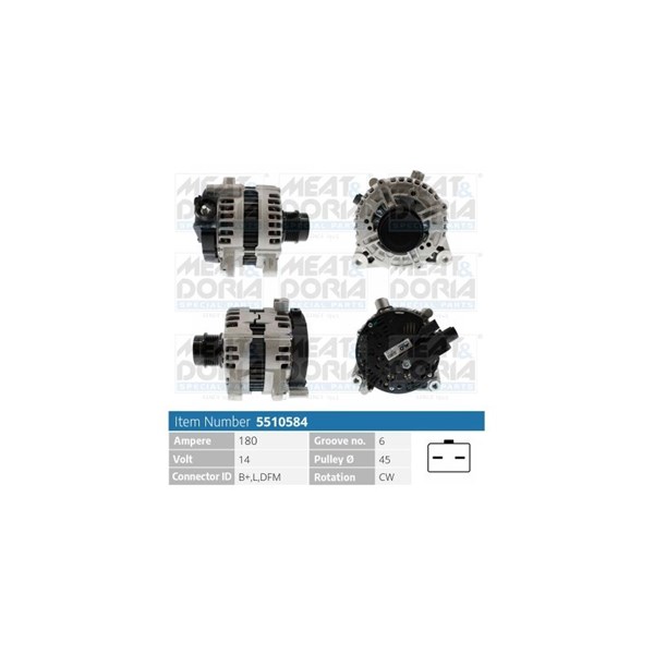 Generator 14V 180A Meat & doria 5510584 MEAT & DORIA