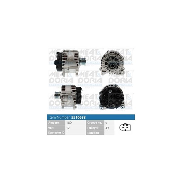 Generator 12V 180A Meat & doria 5510638 MEAT & DORIA