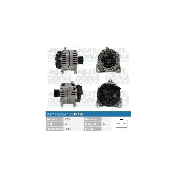 Generator 14V 120A Meat & doria 5510738 MEAT & DORIA