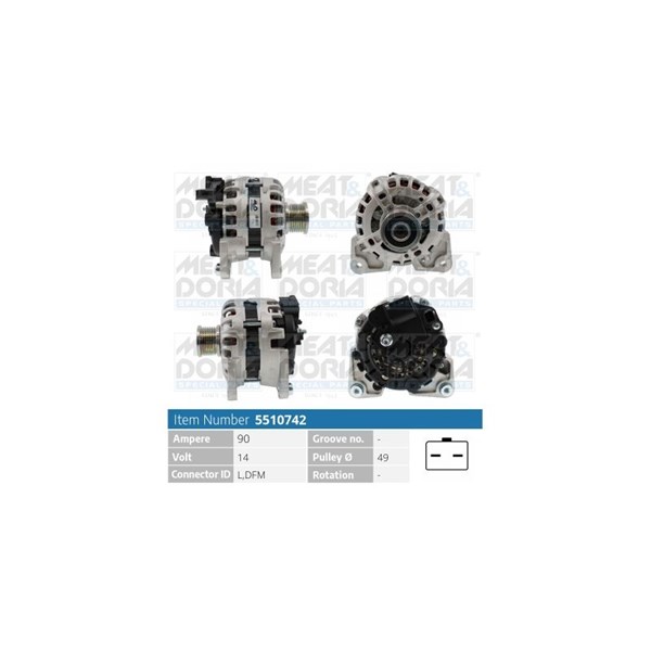 Generator 14V 90A Meat & doria 5510742 MEAT & DORIA