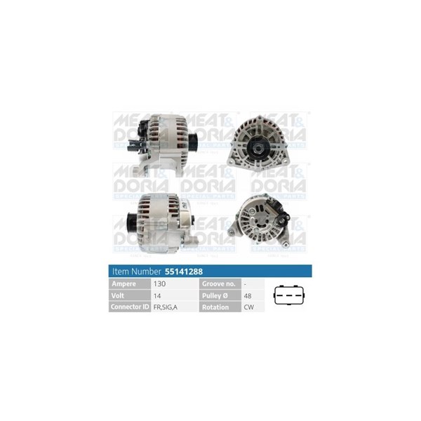 Generator 14V 130A Meat & doria 55141288 MEAT & DORIA