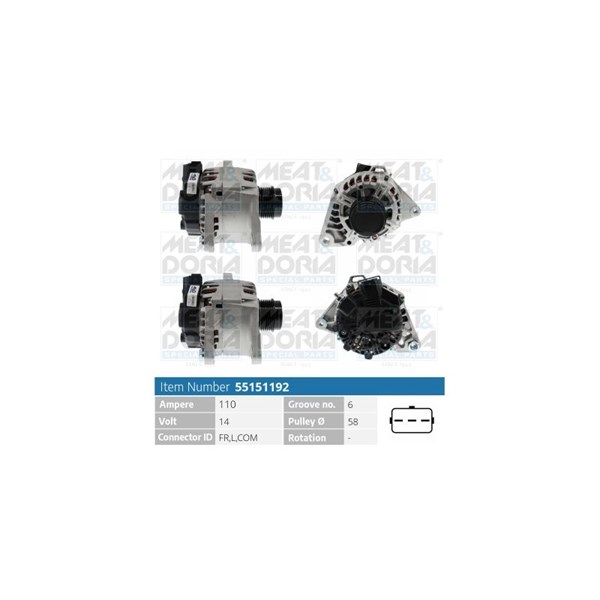 Generator 14V 110A Meat & doria 55151192 MEAT & DORIA