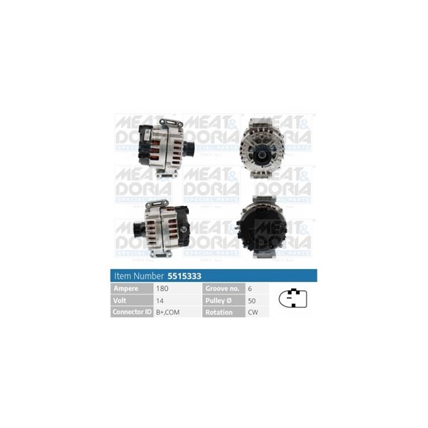Generator 14V 180A Meat & doria 5515333 MEAT & DORIA