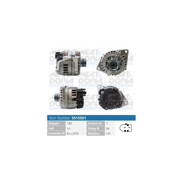 Generator 14V 180A Meat & doria 5515501 MEAT & DORIA