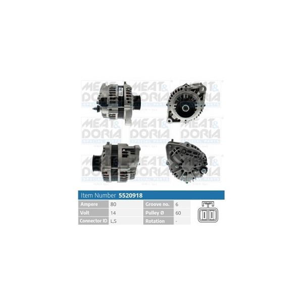 Generator 14V 80A Meat & doria 5520918 MEAT & DORIA