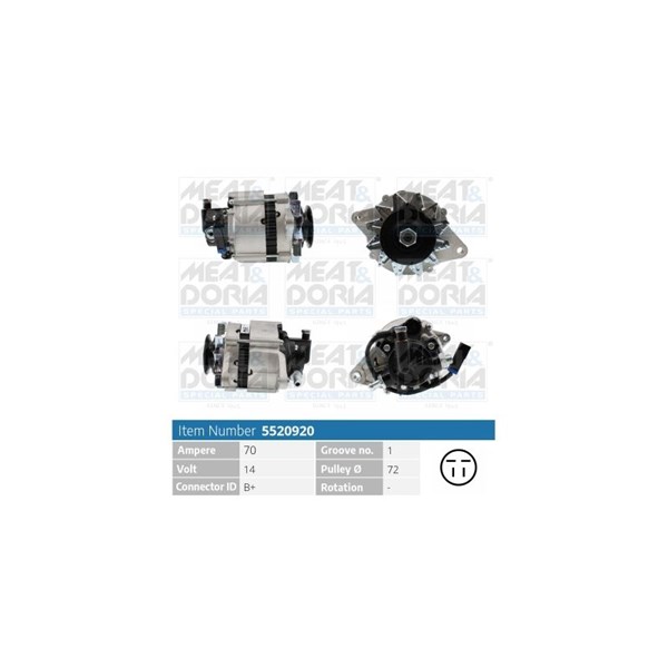 Generator 14V 70A Meat & doria 5520920 MEAT & DORIA