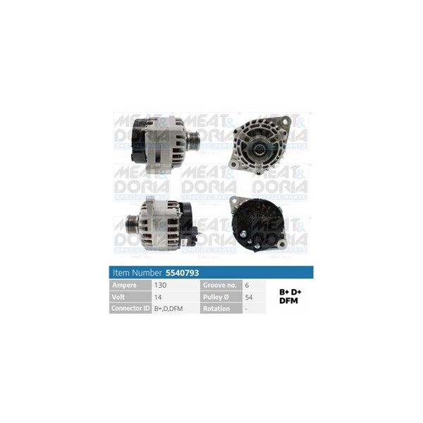 Generator 14V 130A Meat & doria 5540793 MEAT & DORIA