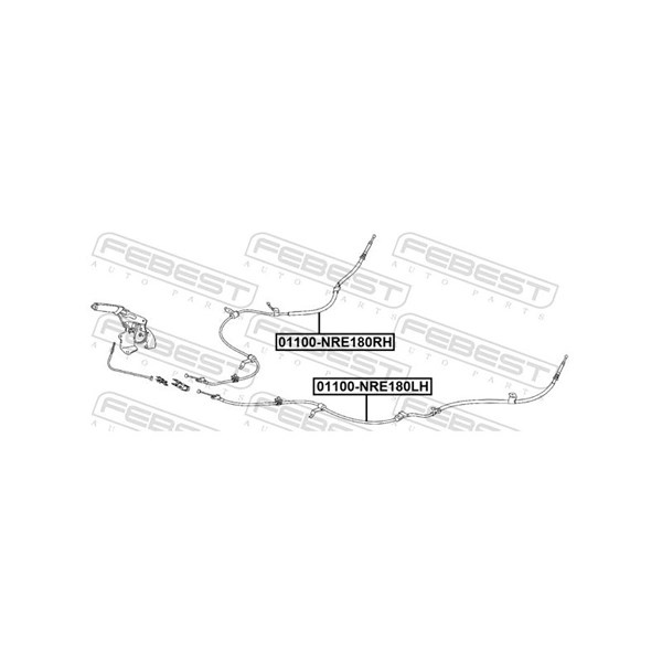 Vajer, parkeringsbroms, Höger bak Febest 01100-NRE180RH FEBEST Vajer, parkeringsbroms, Höger bak Febest 01100-NRE180RH FEBEST