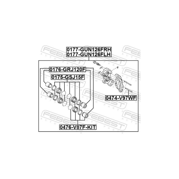 Bromsok, framaxel vänster Febest 0177-GUN126FLH FEBEST