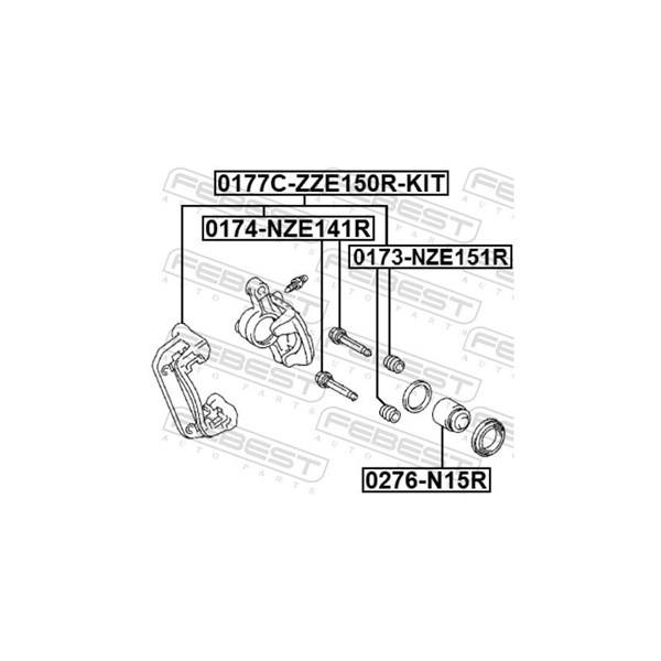 Monteringssats, bromsok, Bakaxel Febest 0177C-ZZE150R-KIT FEBEST