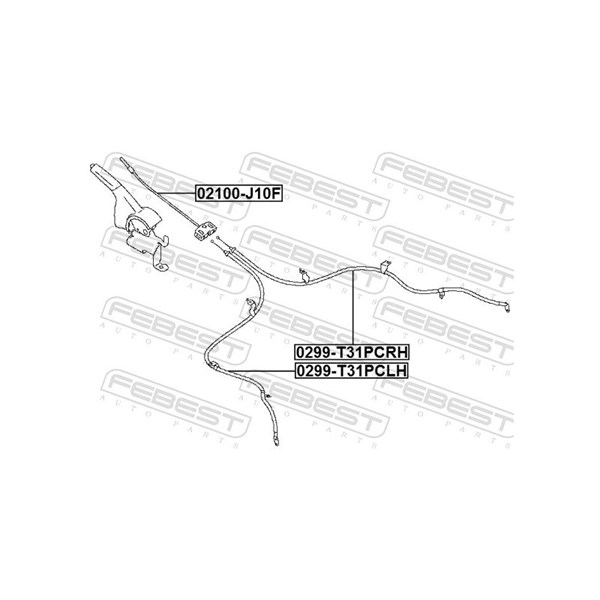 Vajer, parkeringsbroms, Fram Febest 02100-J10F FEBEST