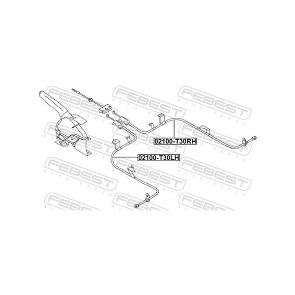Vajer, parkeringsbroms, Höger bak Febest 02100-T30RH FEBEST Vajer, parkeringsbroms, Höger bak Febest 02100-T30RH FEBEST