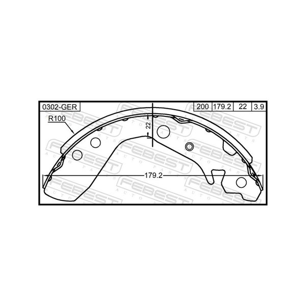 Bromsbackar, sats, Bakaxel Febest 0302-GER FEBEST