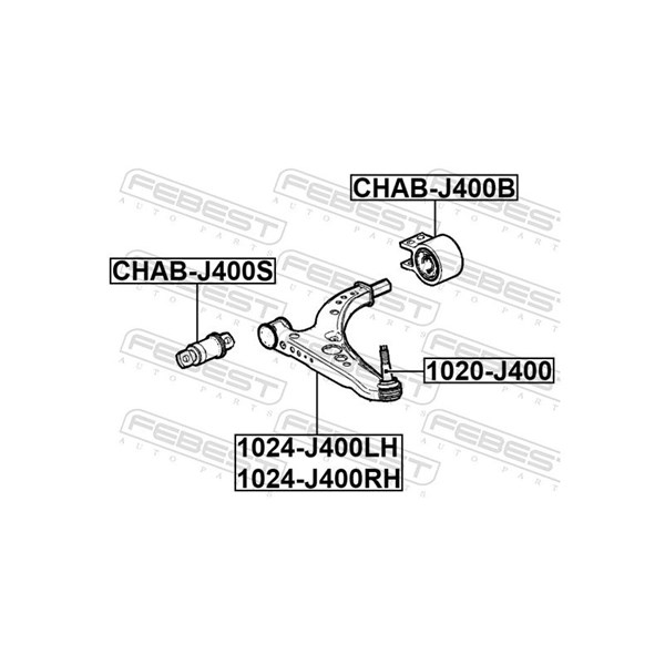Kulled / Spindelled, Nedre framaxel Febest 1020-J400 FEBEST Kulled / Spindelled, Nedre framaxel Febest 1020-J400 FEBEST
