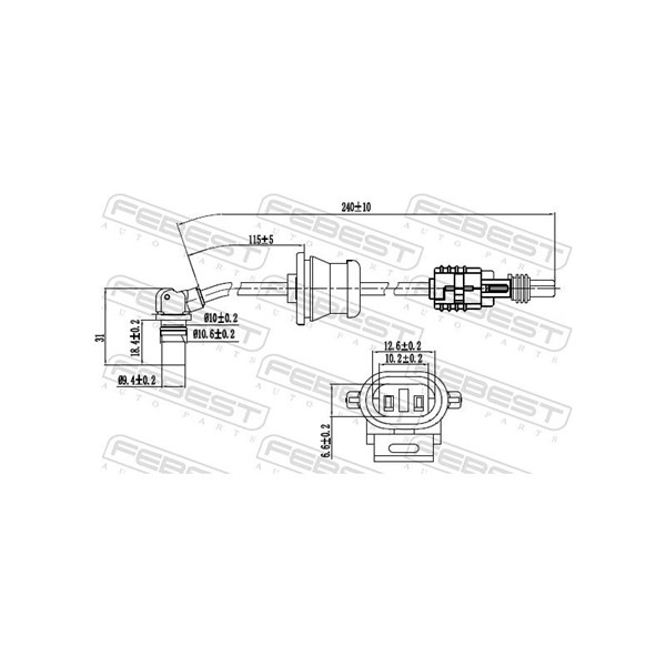 ABS-givare, Sensor, hjulvarvtal, Bakaxel Febest 10606-003 FEBEST