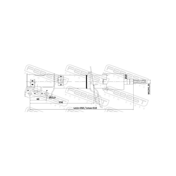 Stötdämpare Gastryck, framaxel höger Febest 12110-005FR FEBEST Stötdämpare Gastryck, framaxel höger Febest 12110-005FR FEBEST