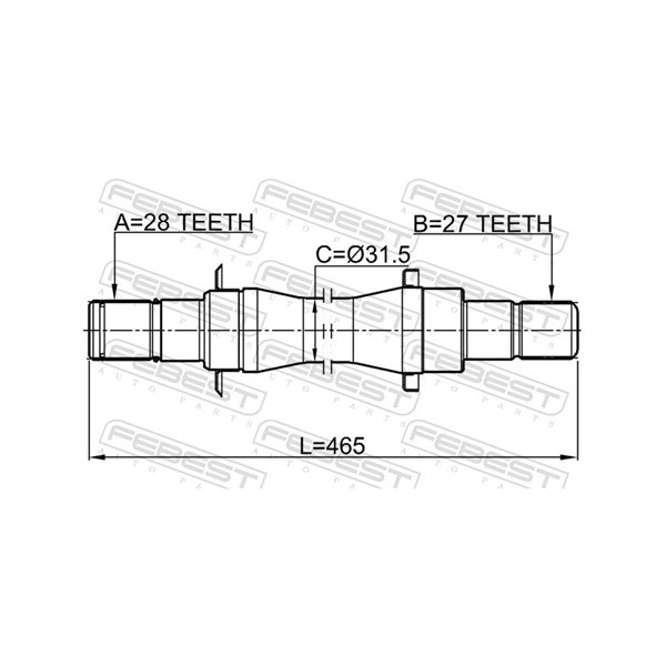 Drivaxel, framaxel höger Febest 1212-D716AT4WD FEBEST